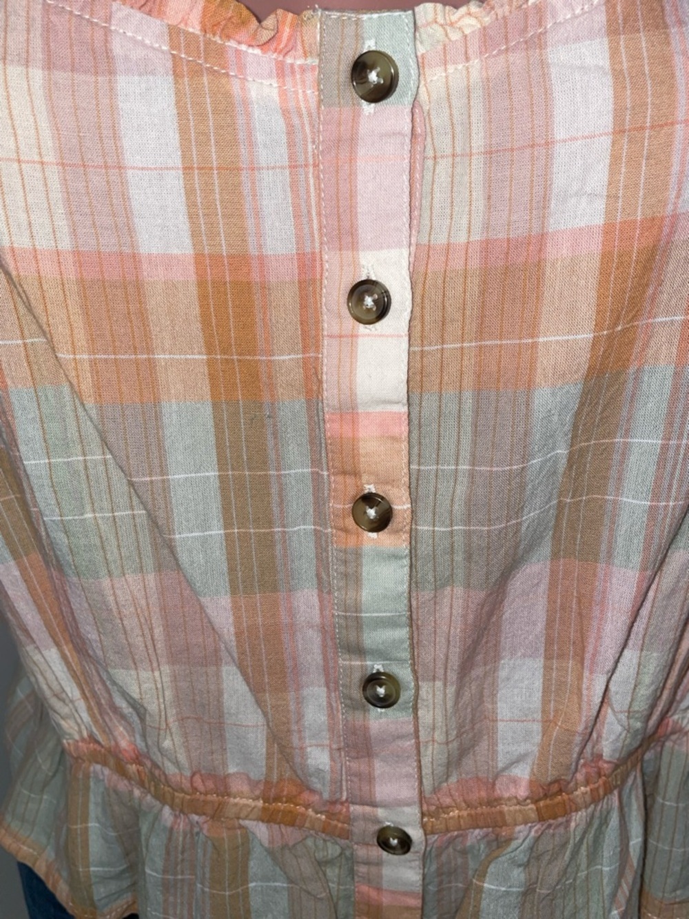 Lucky Brand Women's Plaid Babydoll Cropped Tank Top. XL - Picture 4 of 6